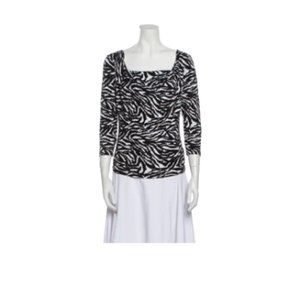 Michael Michael Kors Animal  Print Square Neckline Blouse
